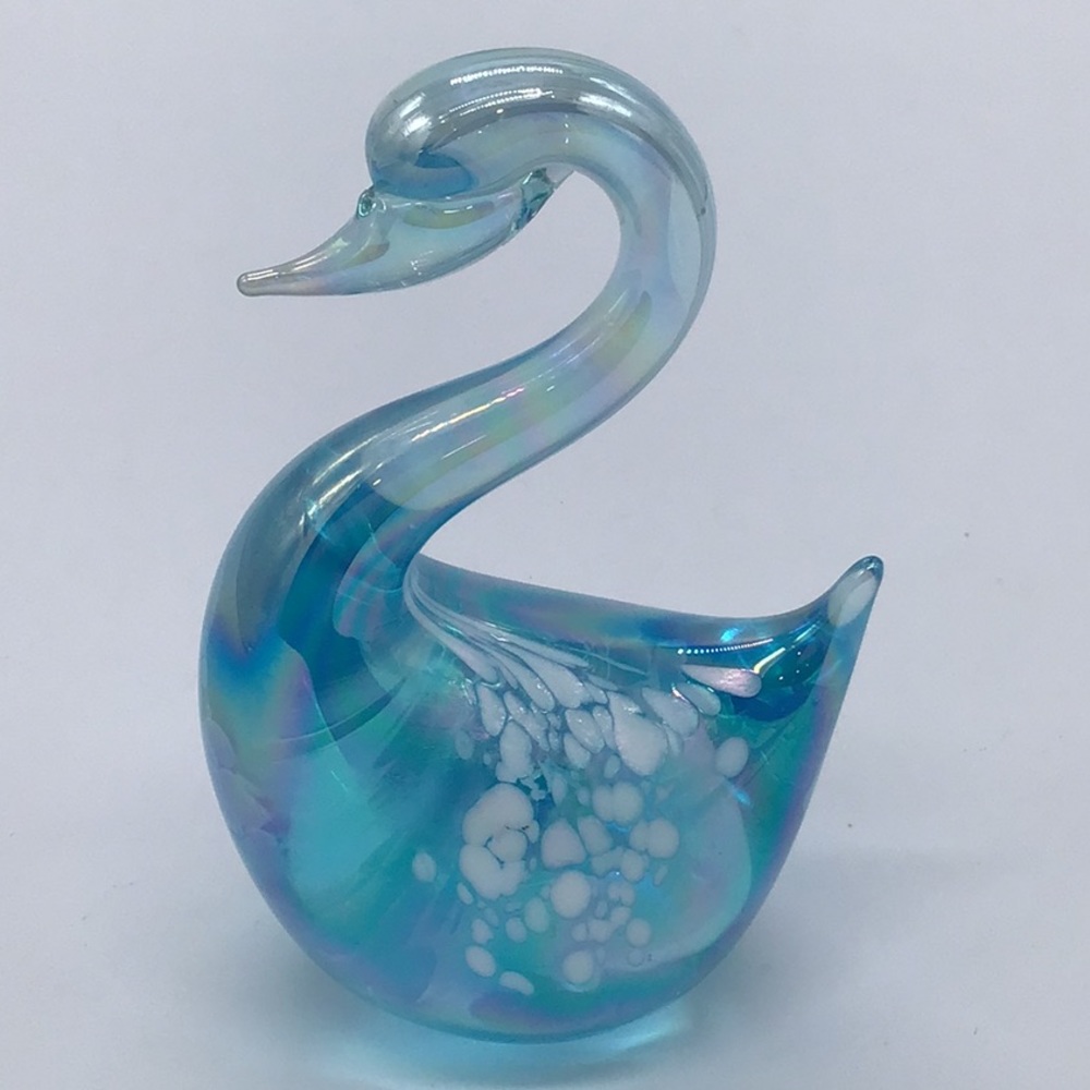 Vintage Blue Glass Swan